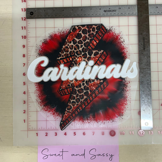 Tie Dye & Lightening Red & Black Cardinals DTF Transfer