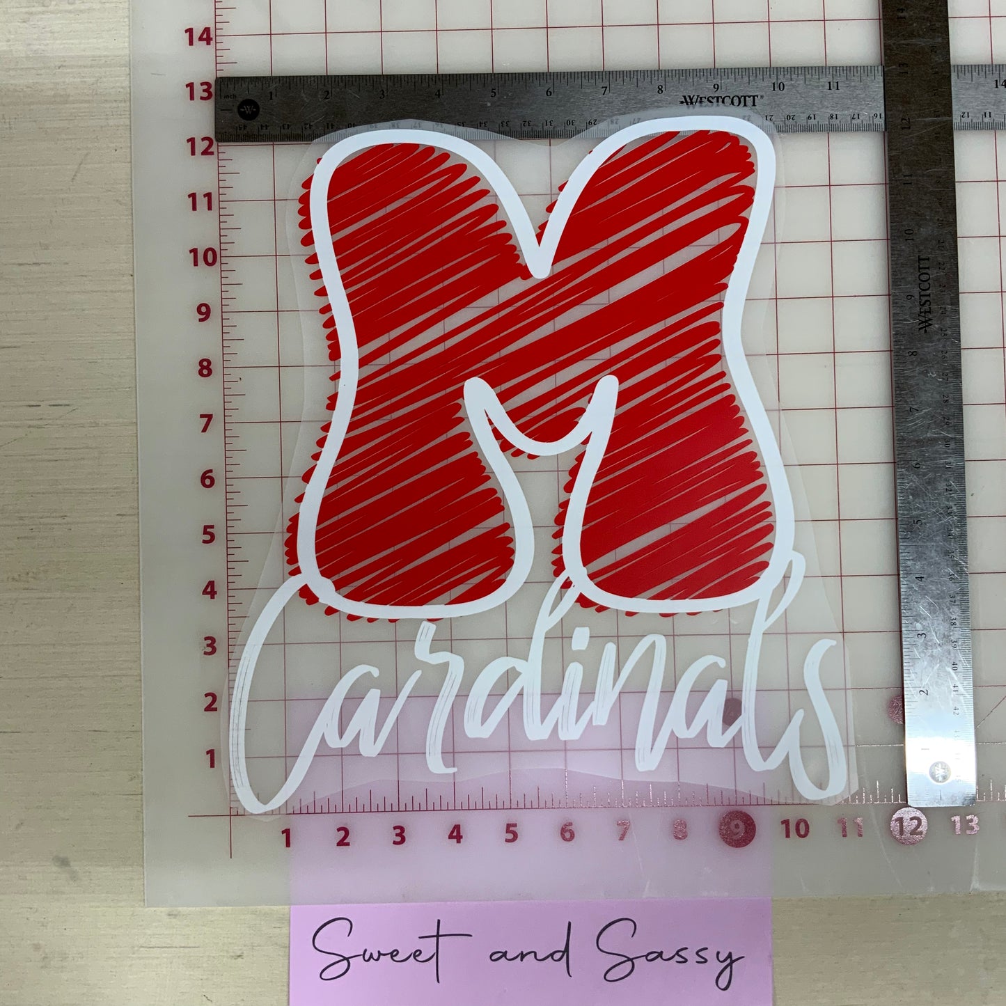 M Cardinals Scribble DTF Transfer