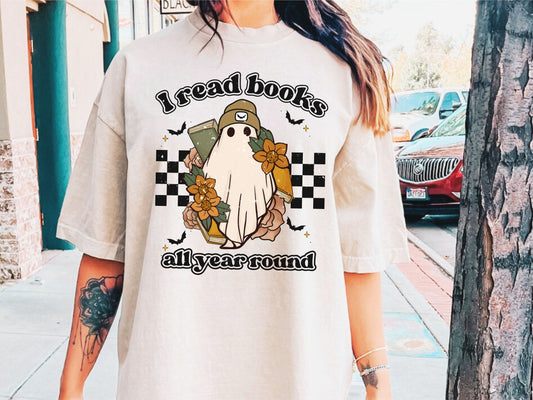I Read Books All Year Round Ghost DTF Transfer Design