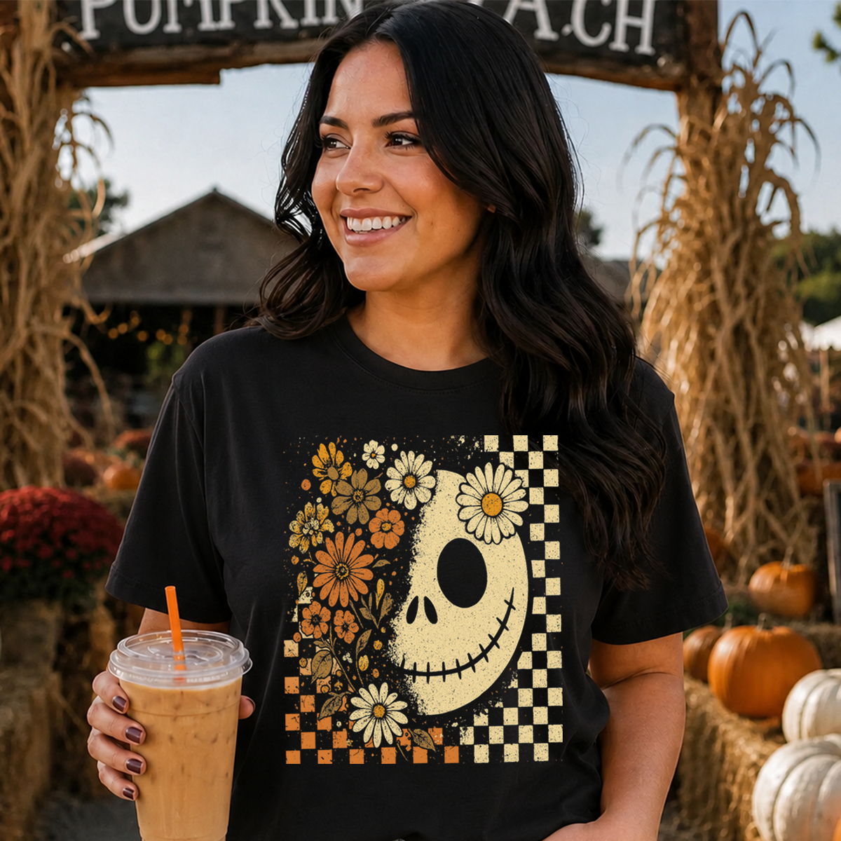 Jack Halloween Checkered DTF Transfer Design
