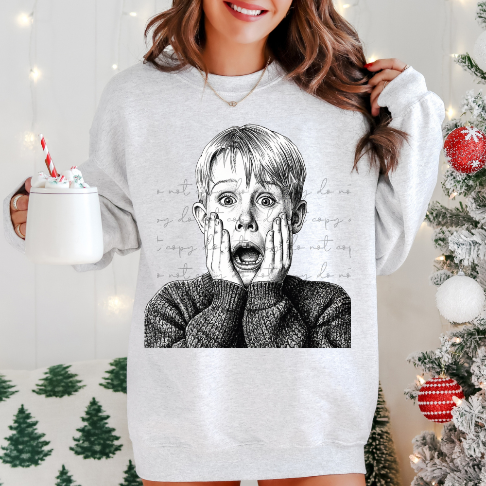 Kevin black and white line art DTF Transfer Design