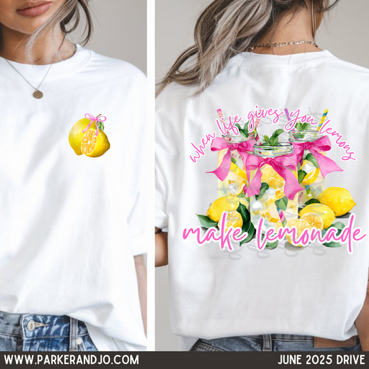 When life gives you lemons make lemonade DTF Transfer Design PJ includes pocket