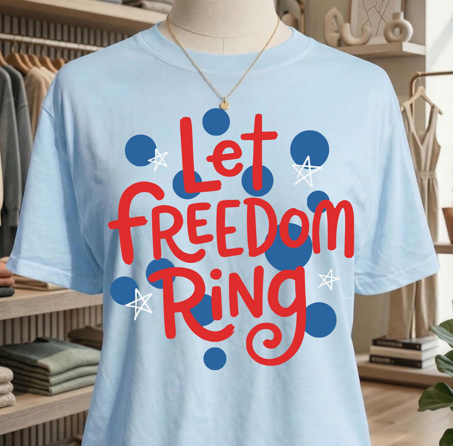 let freedom ring poolka dots DTF Transfer design