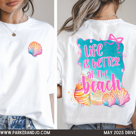 Life is better at the beach DTF Transfer Design PJ includes pocket