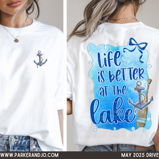 Life is better at the lake DTF Transfer Design PJ includes pocket