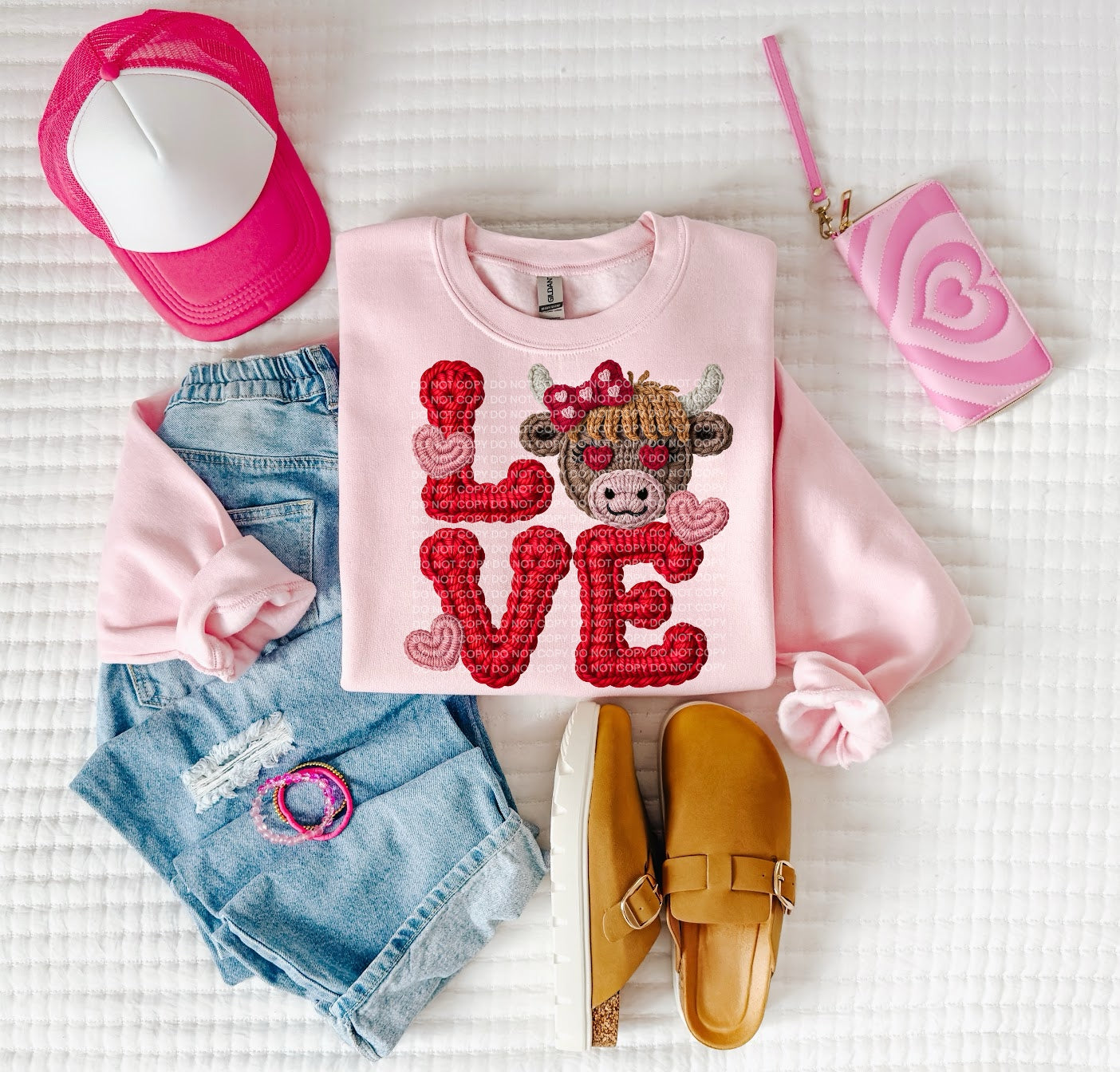 love highland cow yarn DTF Transfer Design