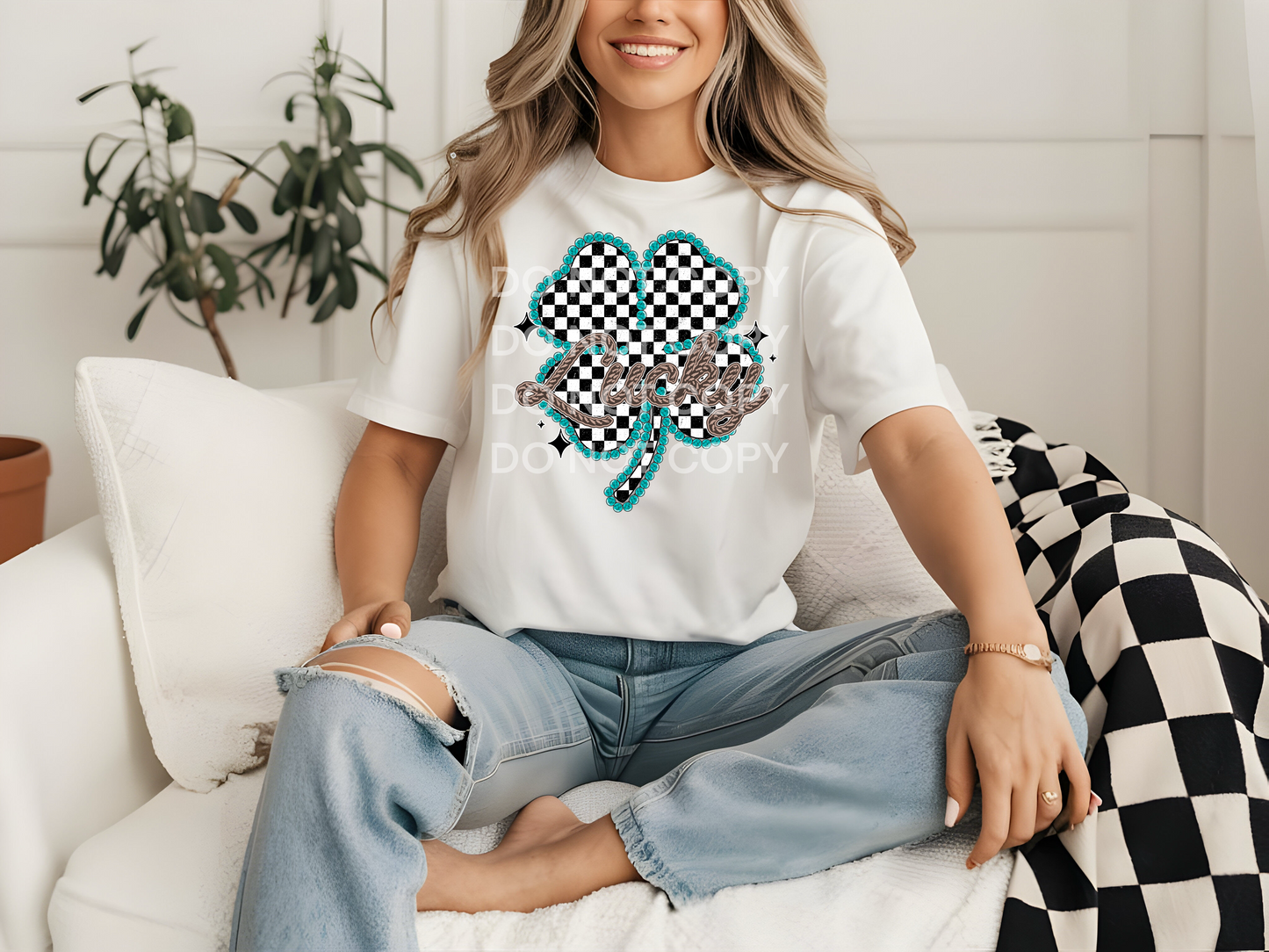 lucky checkered DTF Transfer Design