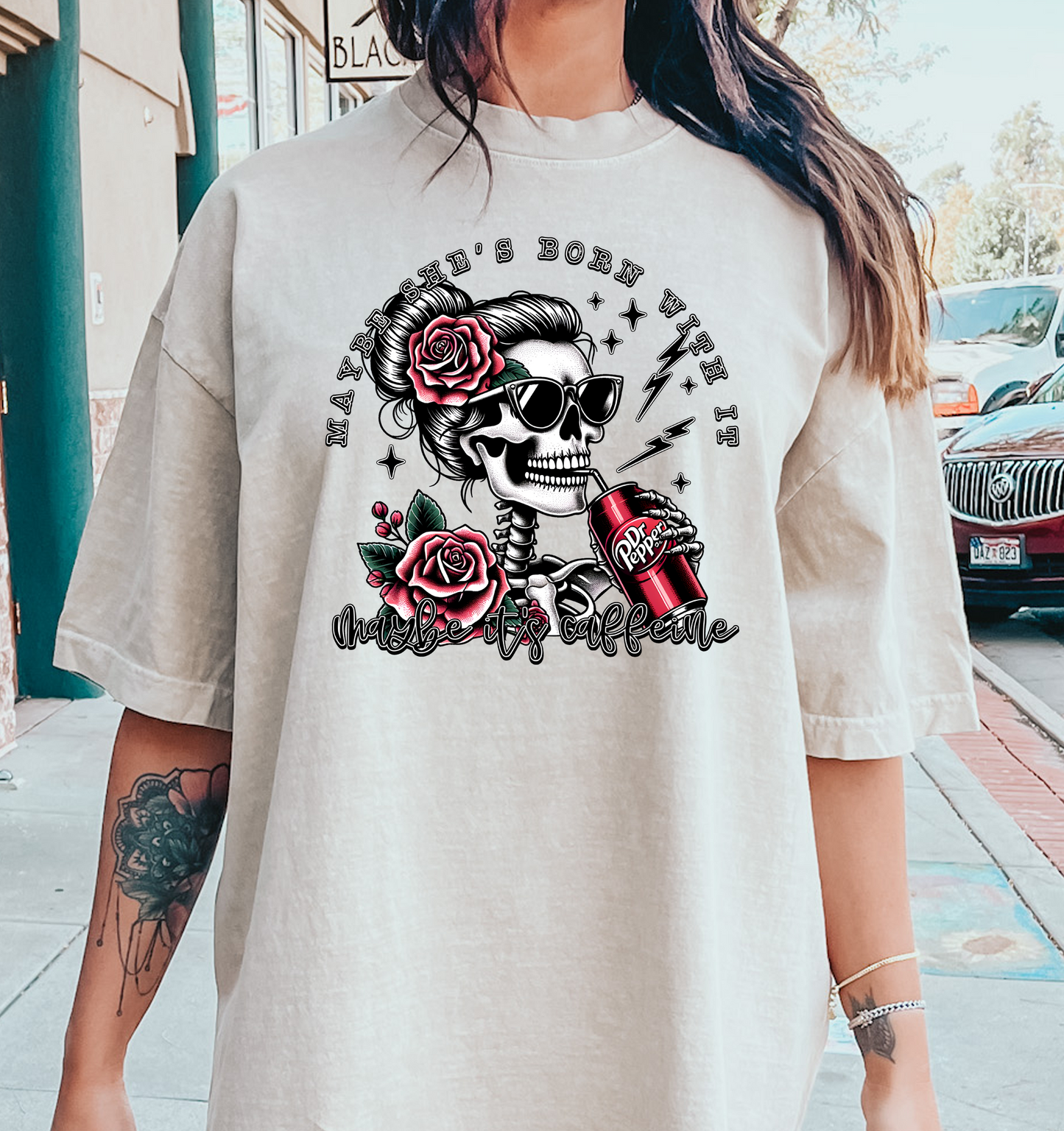 Maybe she's born with it maybe its caffeine DTF Transfer Design