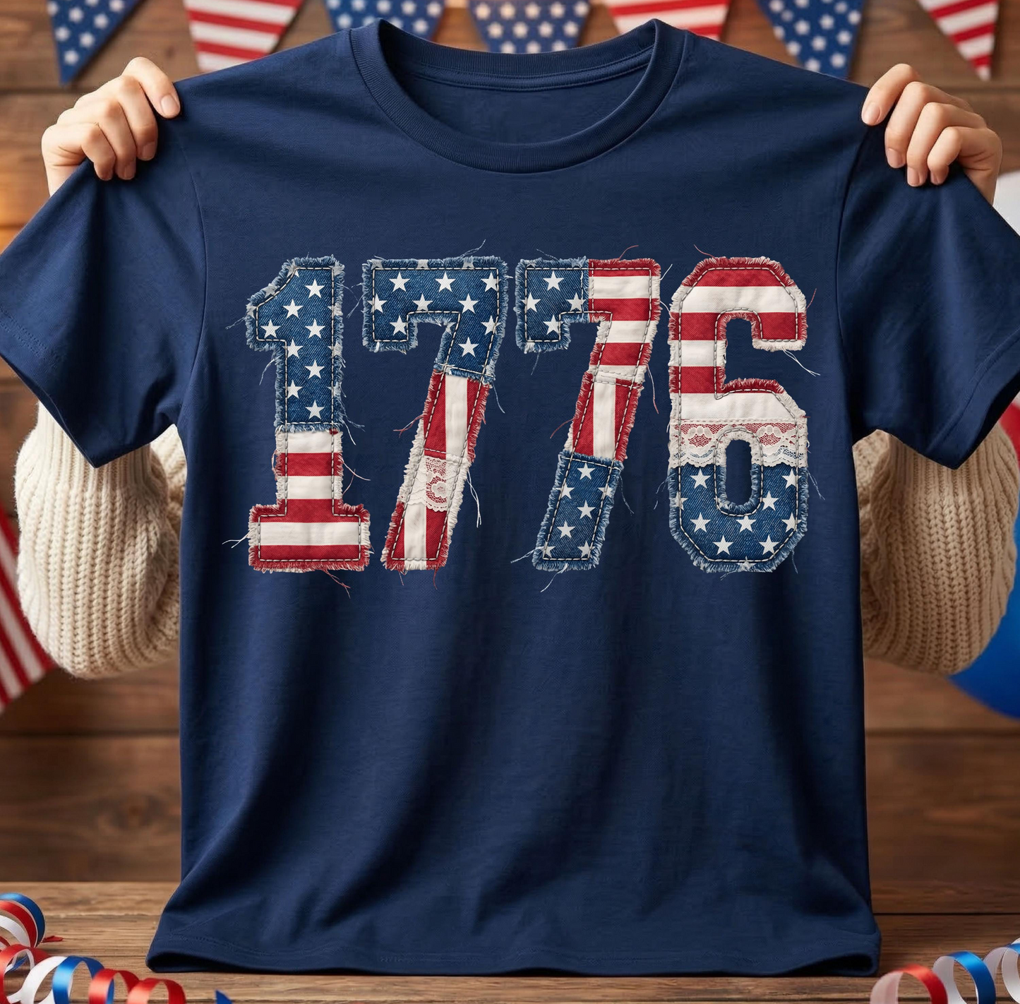 patchwork 1776 DTF Transfer design