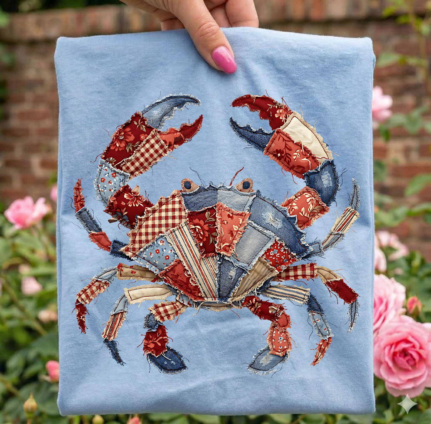 patchwork crab DTF Transfer design