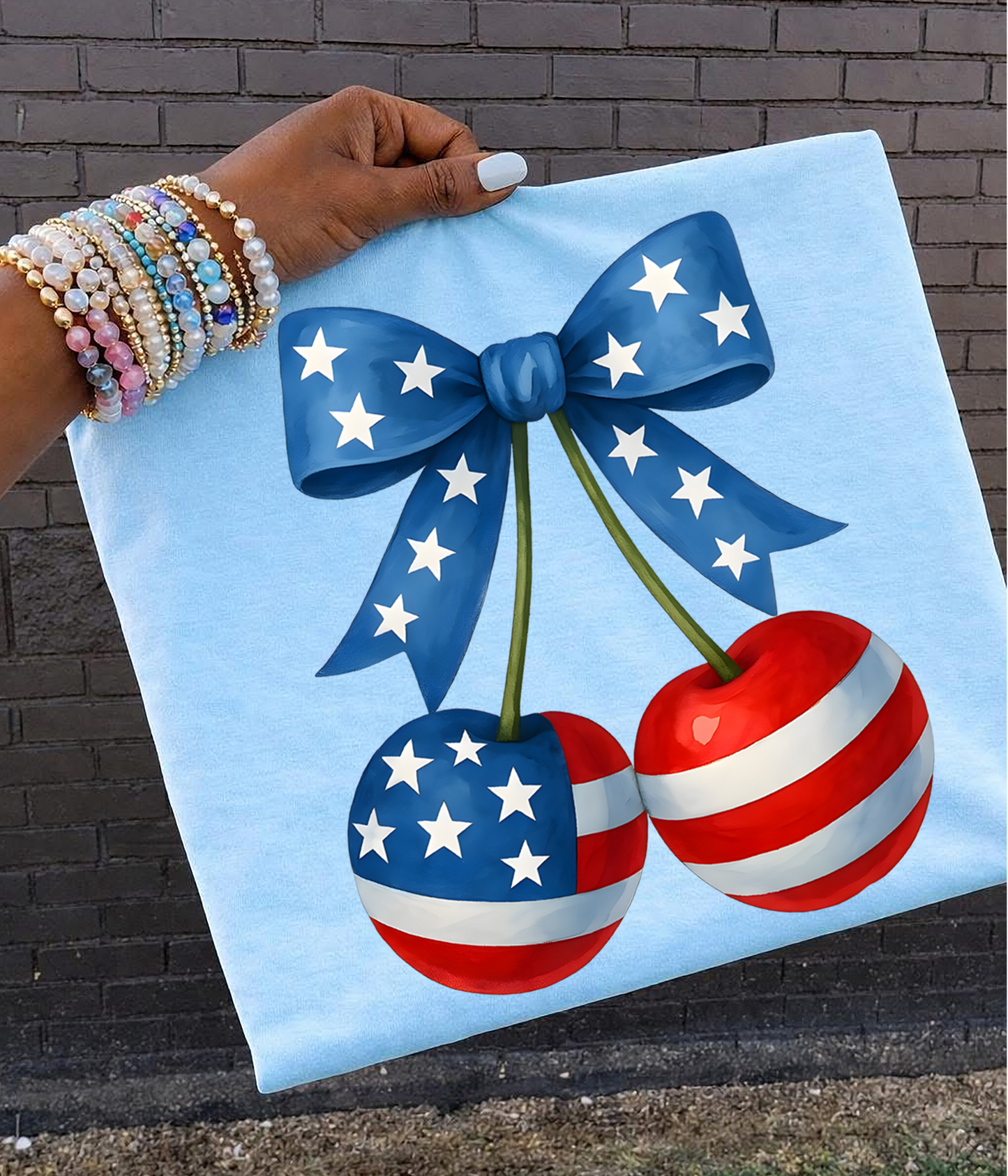 Patriotic Cherries DTF Transfer design