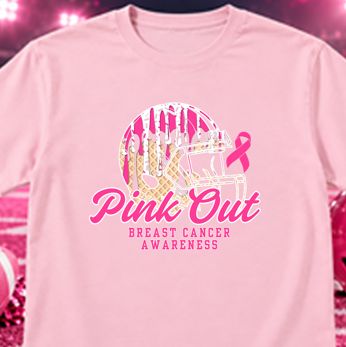 pink out breast cancer awareness football drip DTF Transfer Design