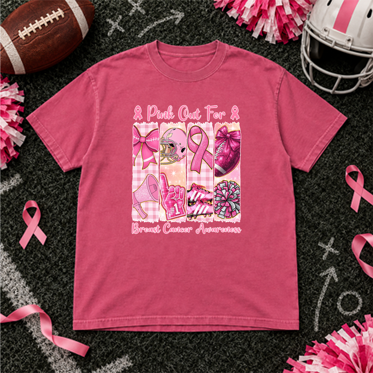 Pink Out for breast cancer stripes DTF Transfer Design