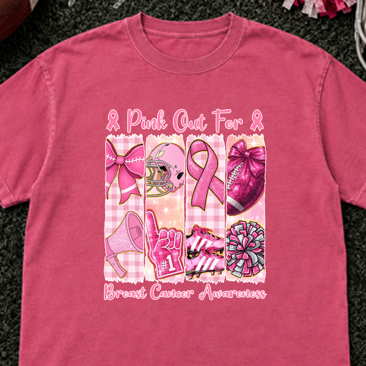 Pink Out for breast cancer stripes DTF Transfer Design