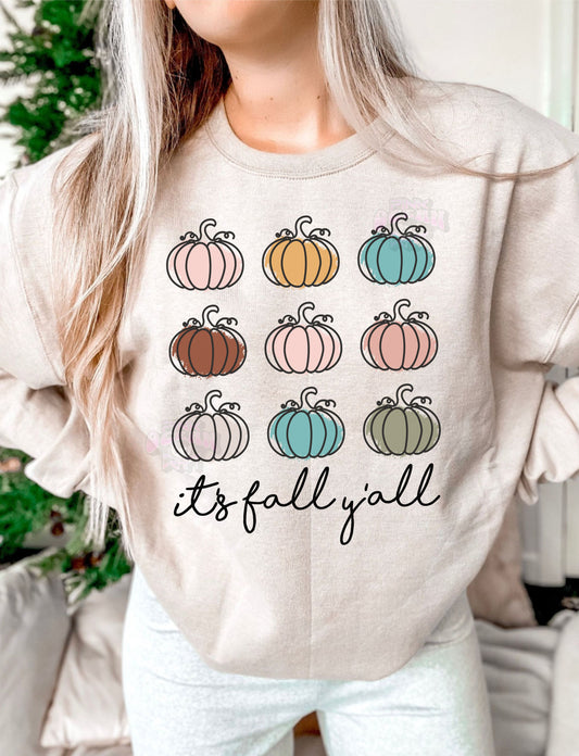 It's fall y'all with pumpkins DTF Transfer Design