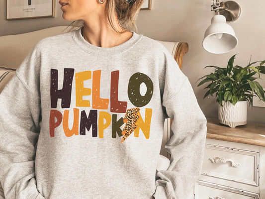 Hello Pumpkin with bolt DTF Transfer Design