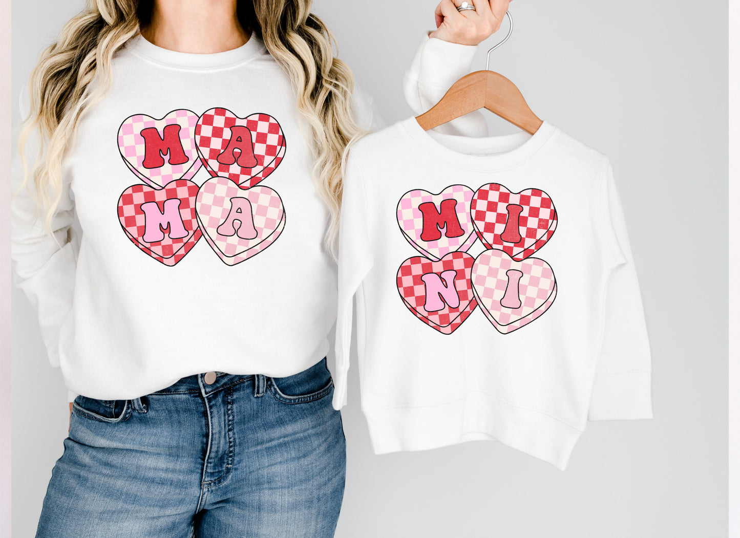 Mama and Mini candy hearts DTF Transfer Design ozan