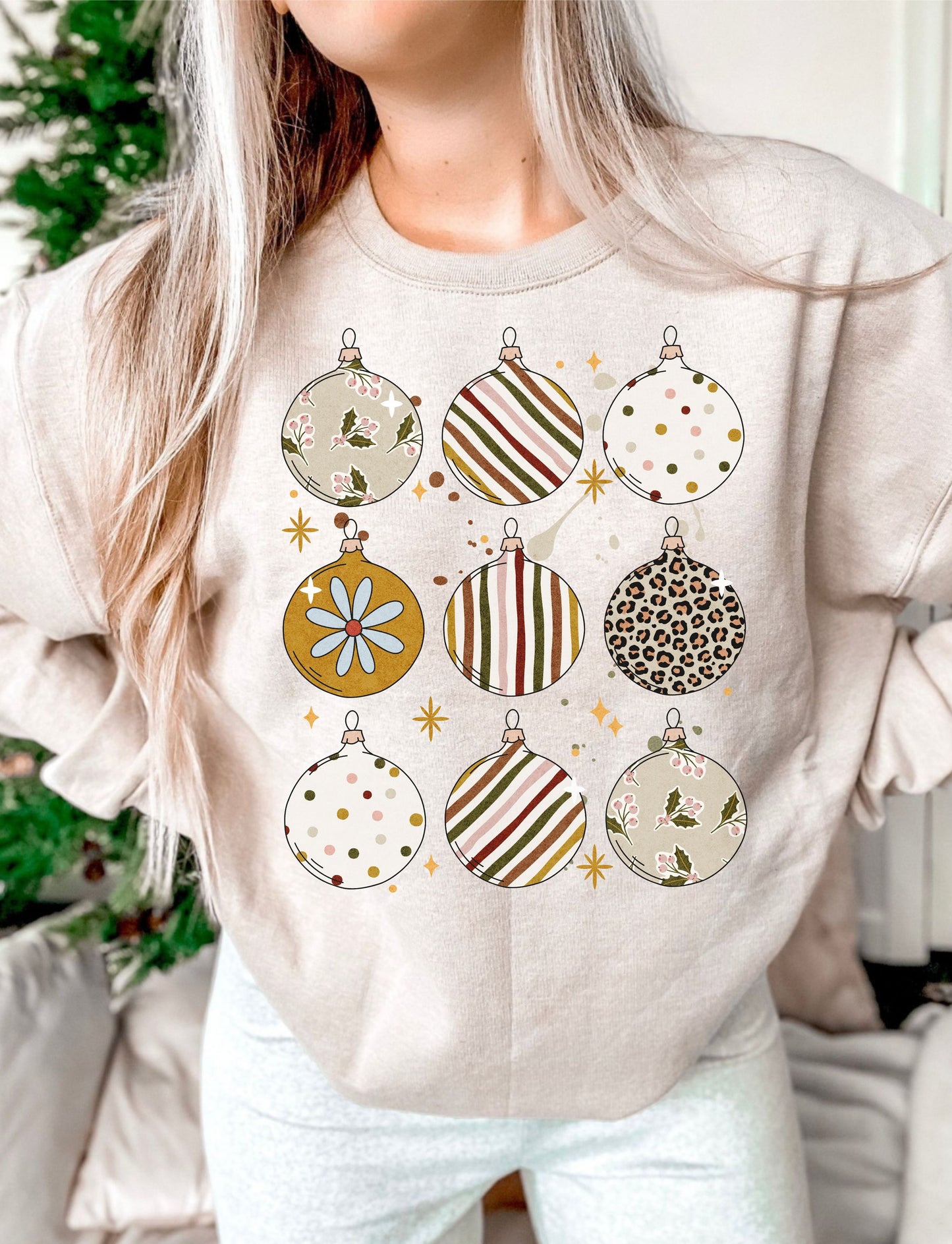 Christmas Balls Neutral DTF Transfer Design