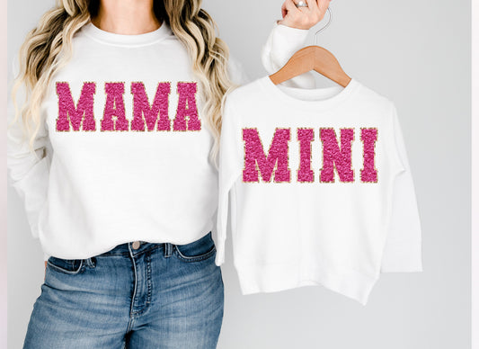 Mama and Mini Faux Chenille DTF Transfer Design ozan