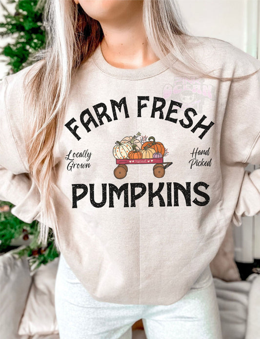 Farm Fresh Pumpkins with wagon DTF Transfer Design