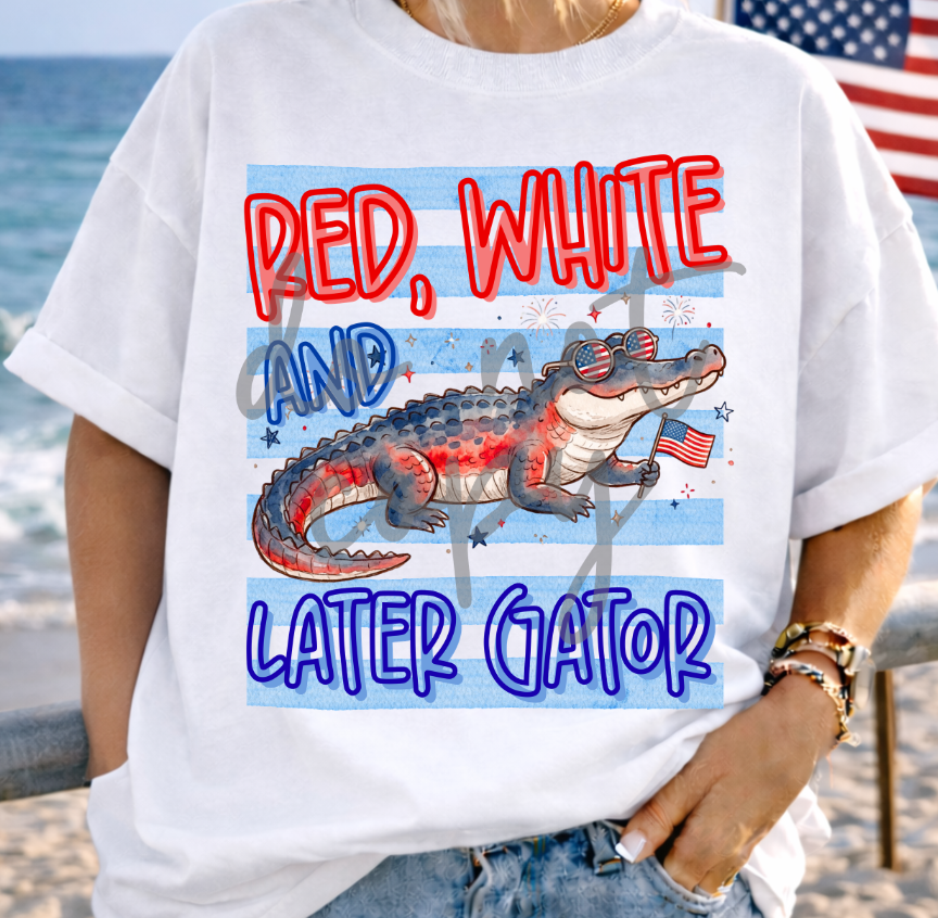 Red White and Later Gator DTF Transfer design