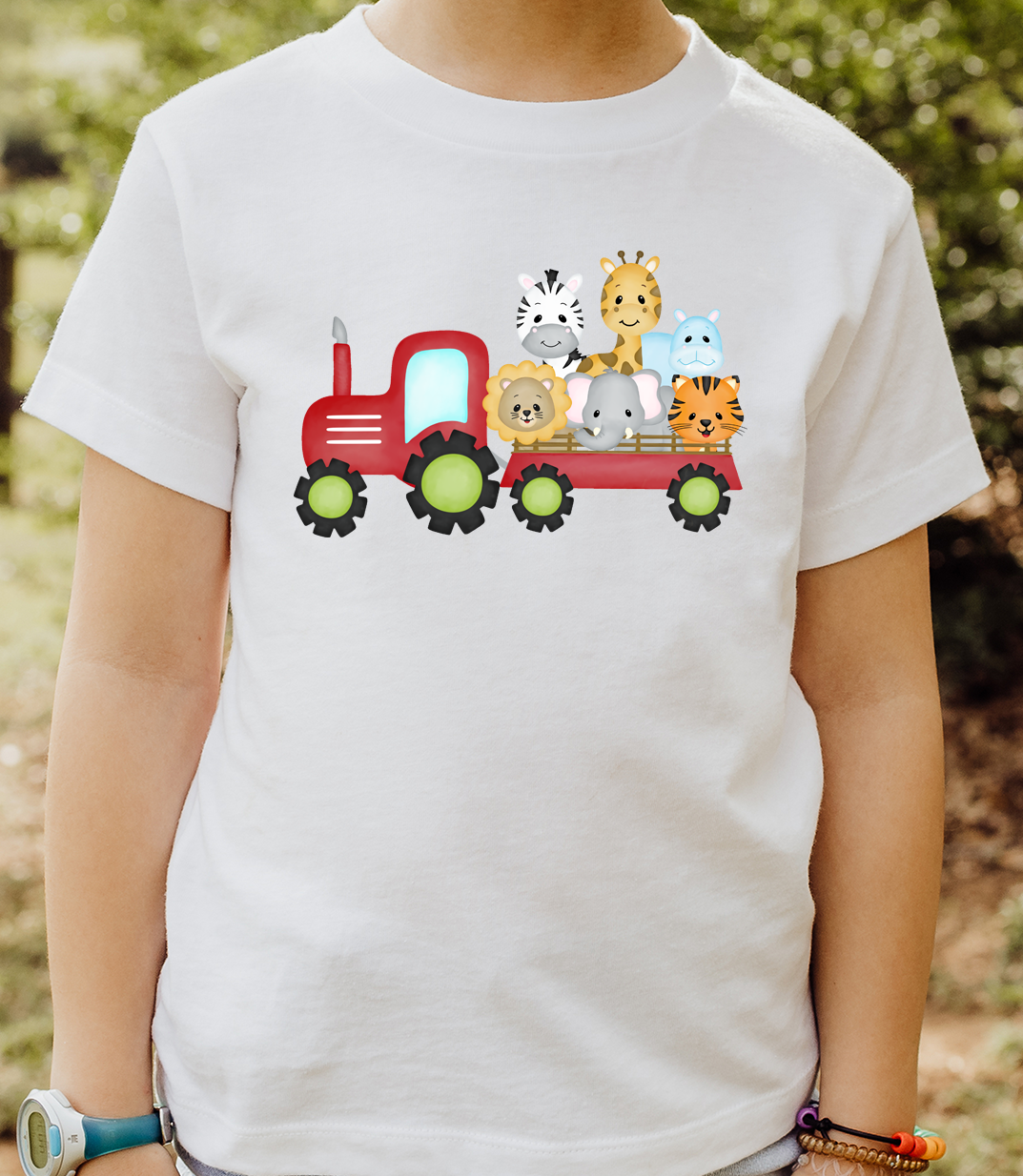 Red zoo tractor DTF Transfer Design