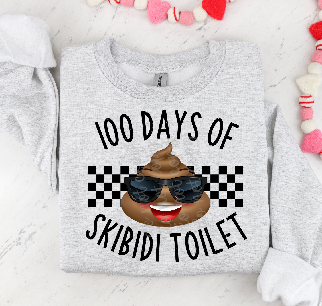 100 Days of Skibidi Toilet poop DTF Transfer Design