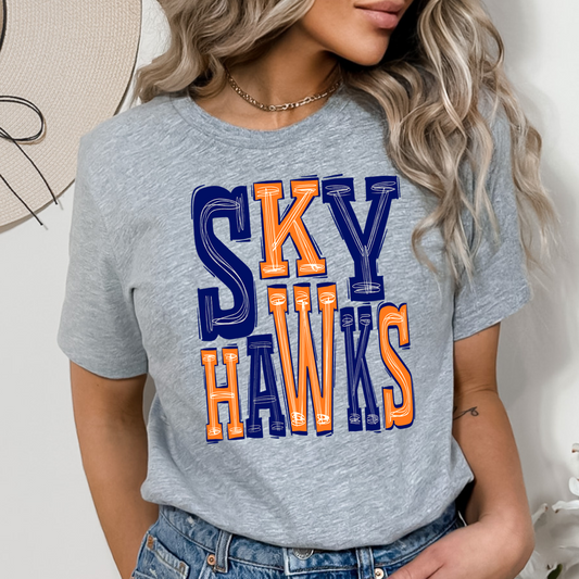Skyhawks Boho Navy and Orange DTF Transfer
