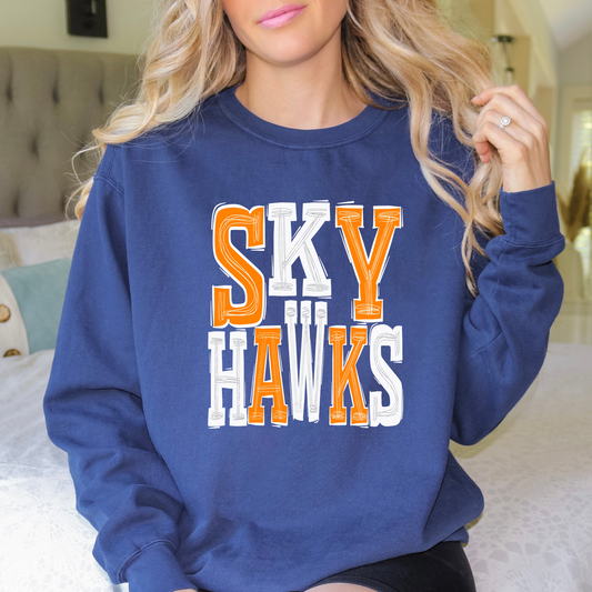 Skyhawks boho orange and white DTF Transfer