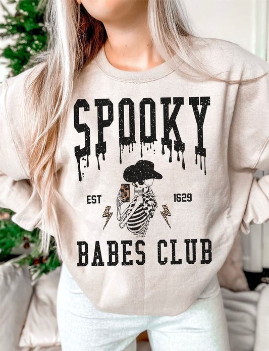 Spooky Babes Club Skeleton Cowboy hat DTF Transfer Design