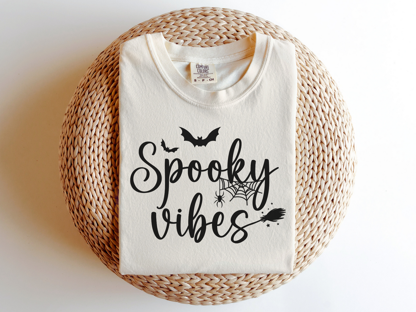 Spooky Season Vibes bat spider broom  DTF Transfer Design