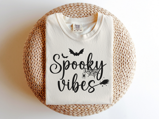 Spooky Season Vibes bat spider broom  DTF Transfer Design