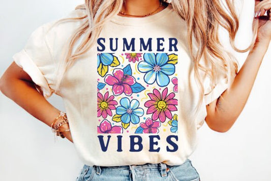 Summer Vibes floral DTF Transfer Design CF