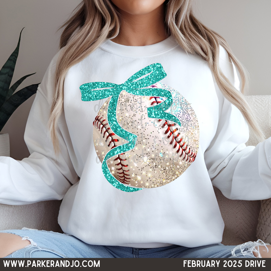 Faux Glitter baseball color bow DTF Transfer Design
