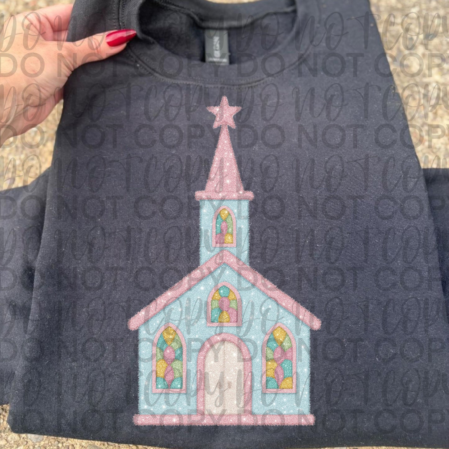 Tinsel pastel church DTF Transfer Design SS