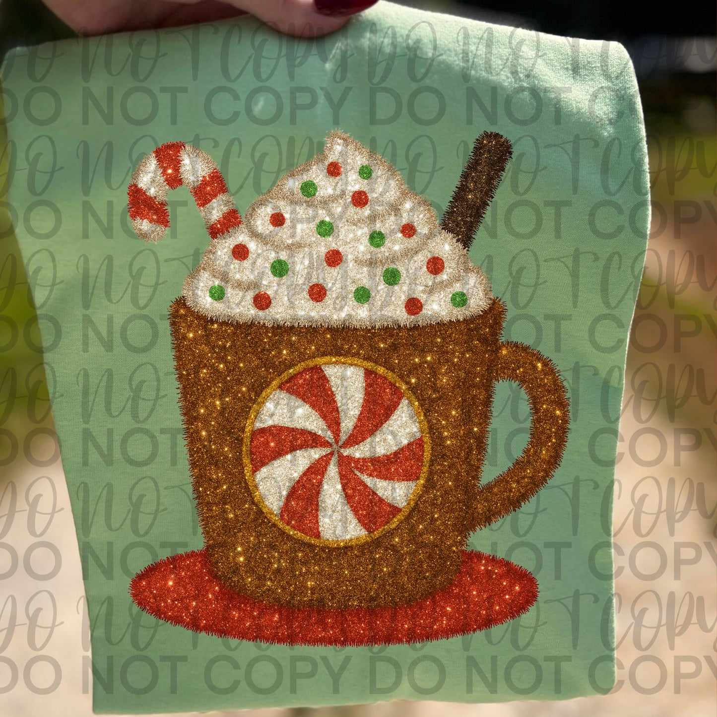 Tinsel Peppermint Mocha Christmas Cup DTF Transfer Design SS