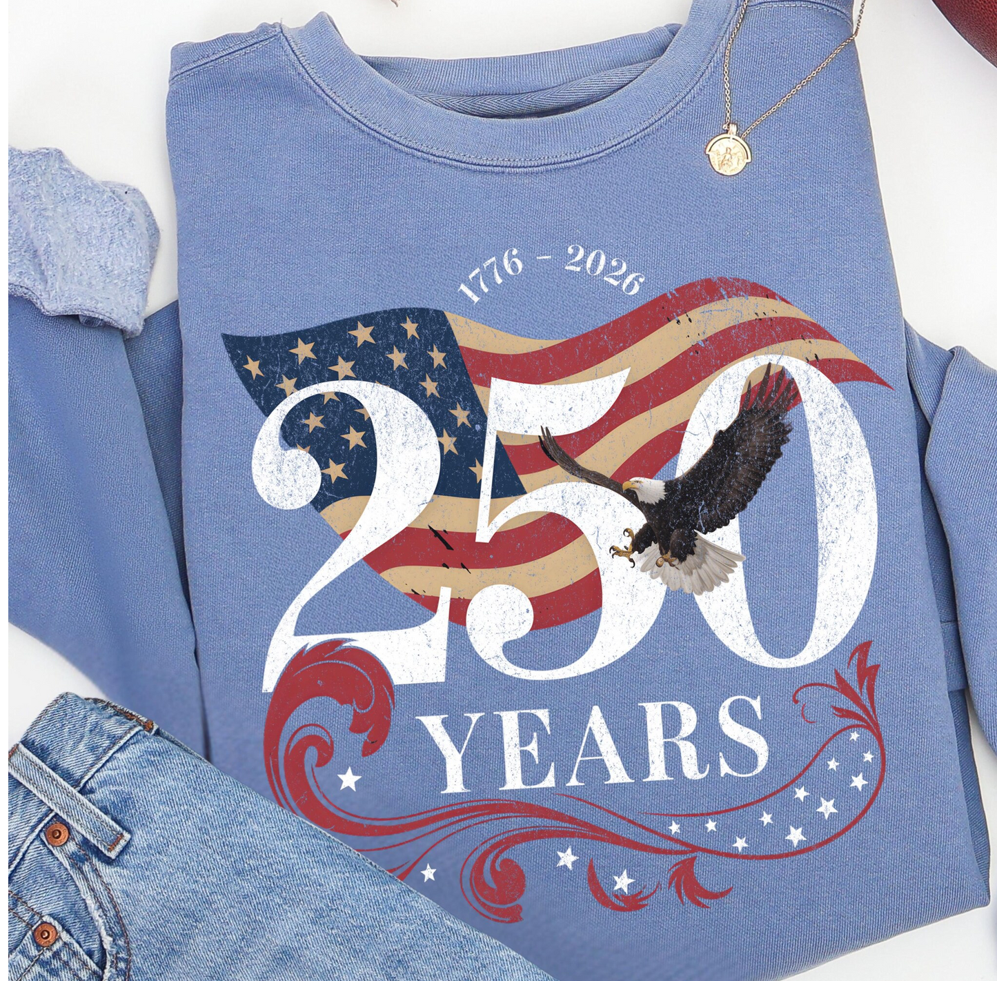usa 250 with eagle and flag DTF Transfer design