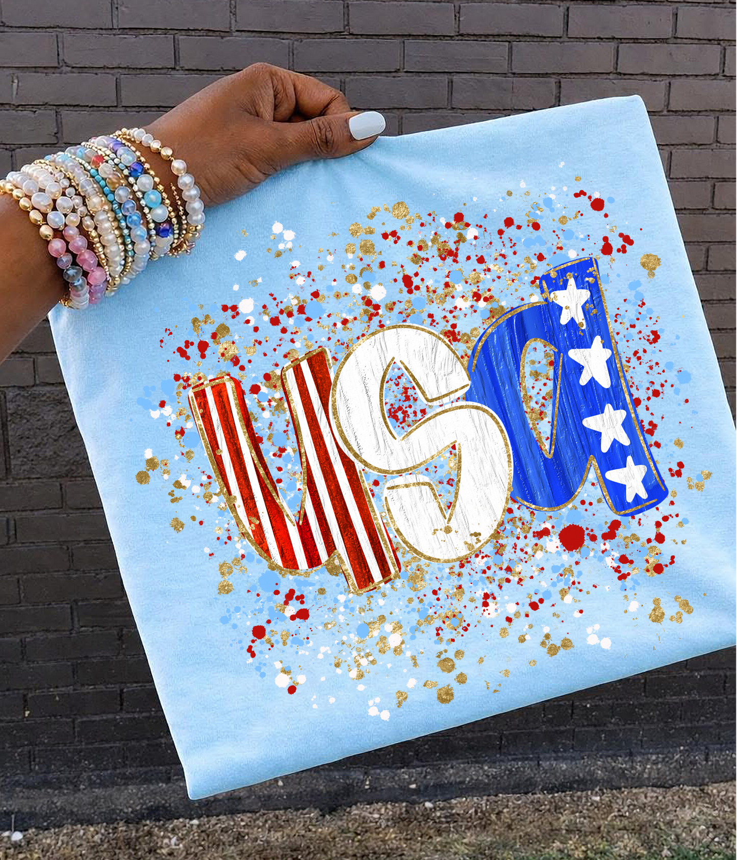 USA paint splatter DTF Transfer design