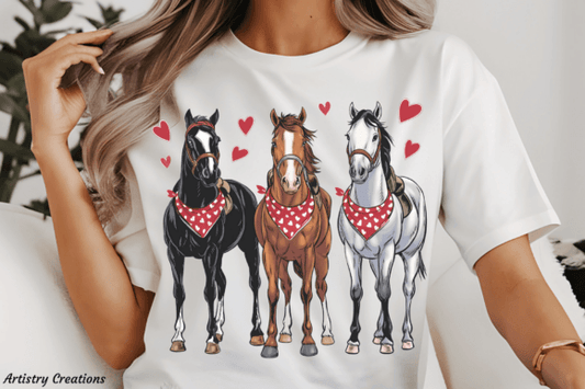 Valentines Horses DTF Transfer Design CF