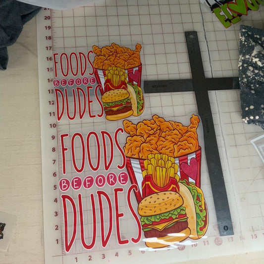 Foods Before DUDES DTF Transfer Design