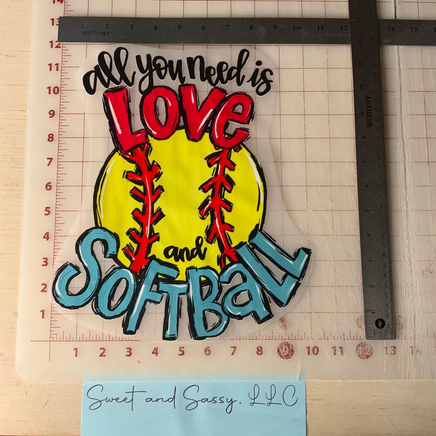 All you need is Love & Softball DTF Transfer Design