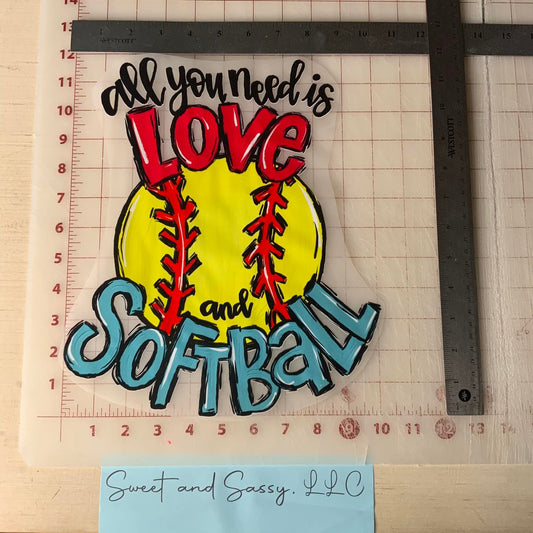 All you need is Love & Softball DTF Transfer Design