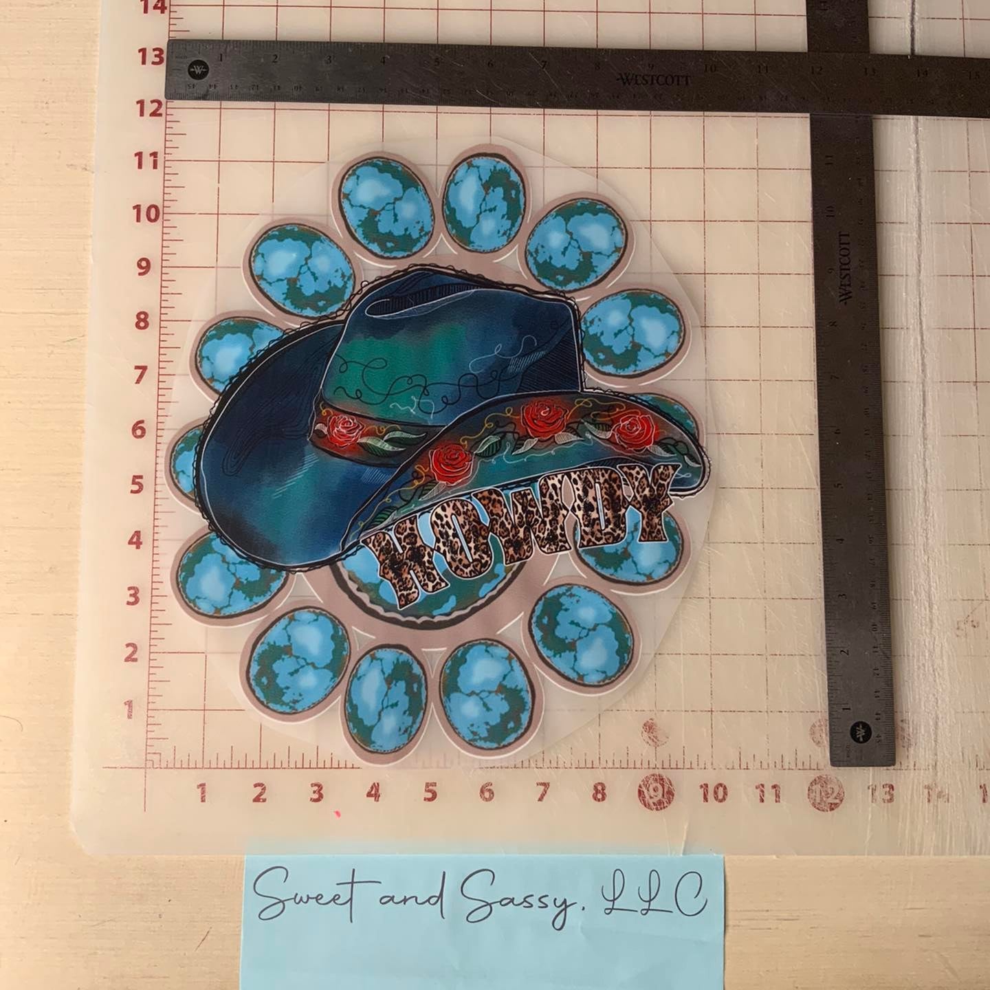 HOWDY Rose Blue Hat DTF Transfer Design