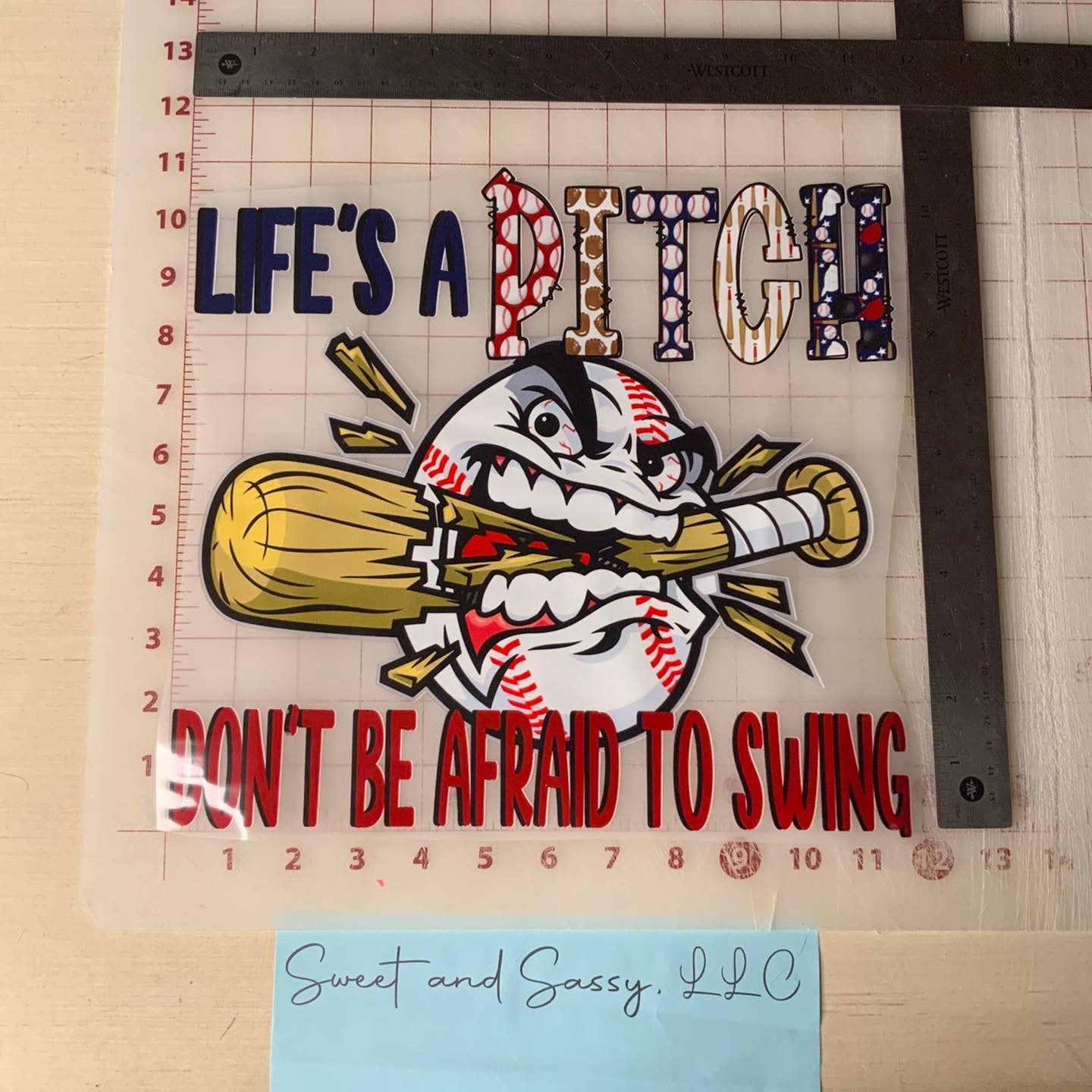 Life's a PITCH Don't be afraid to Swing DTF Transfer Design