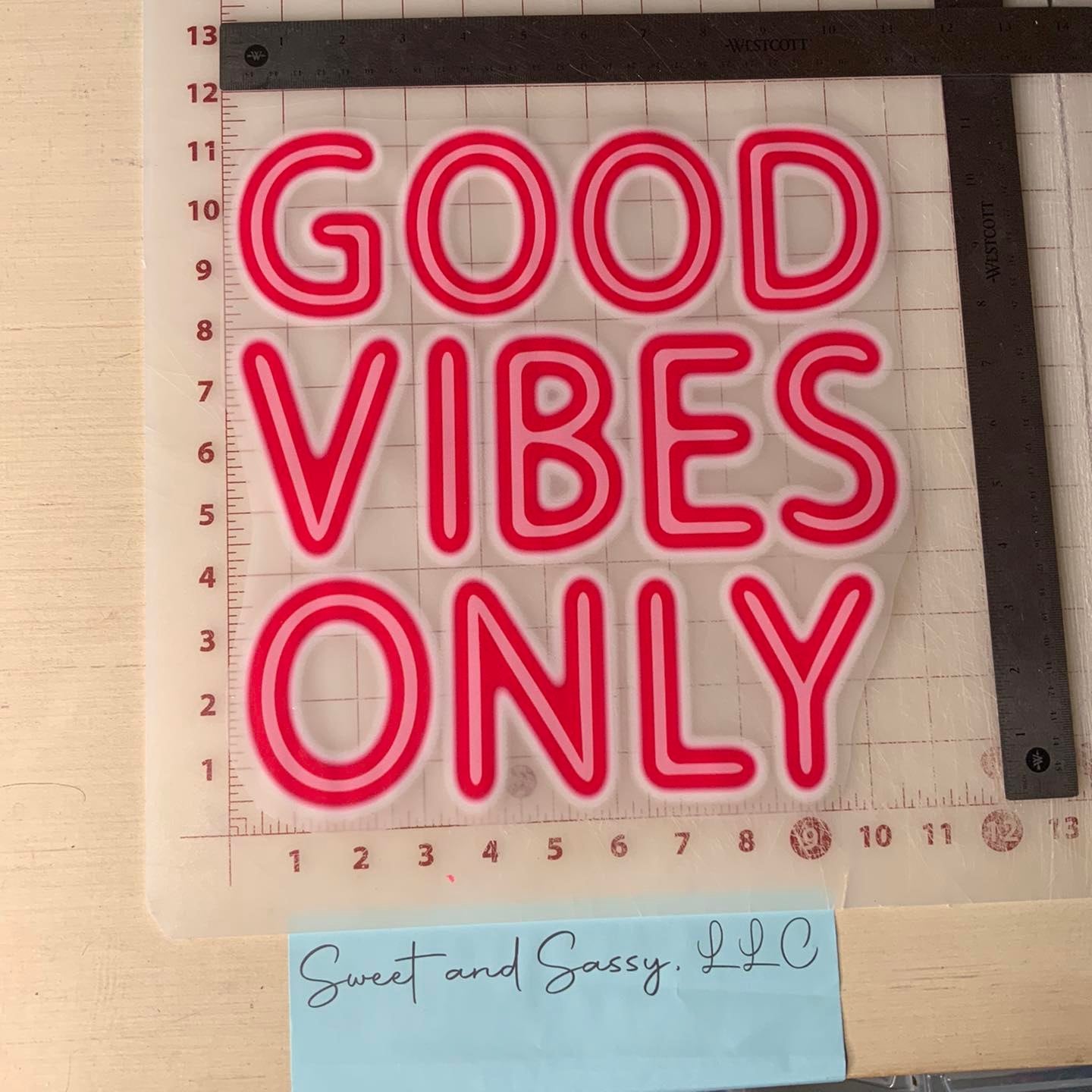 GOOD VIBES ONLY Pink DTF Transfer Design