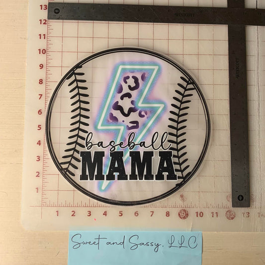 Baseball Mama Leopard Lightening Bolt DTF Transfer Design