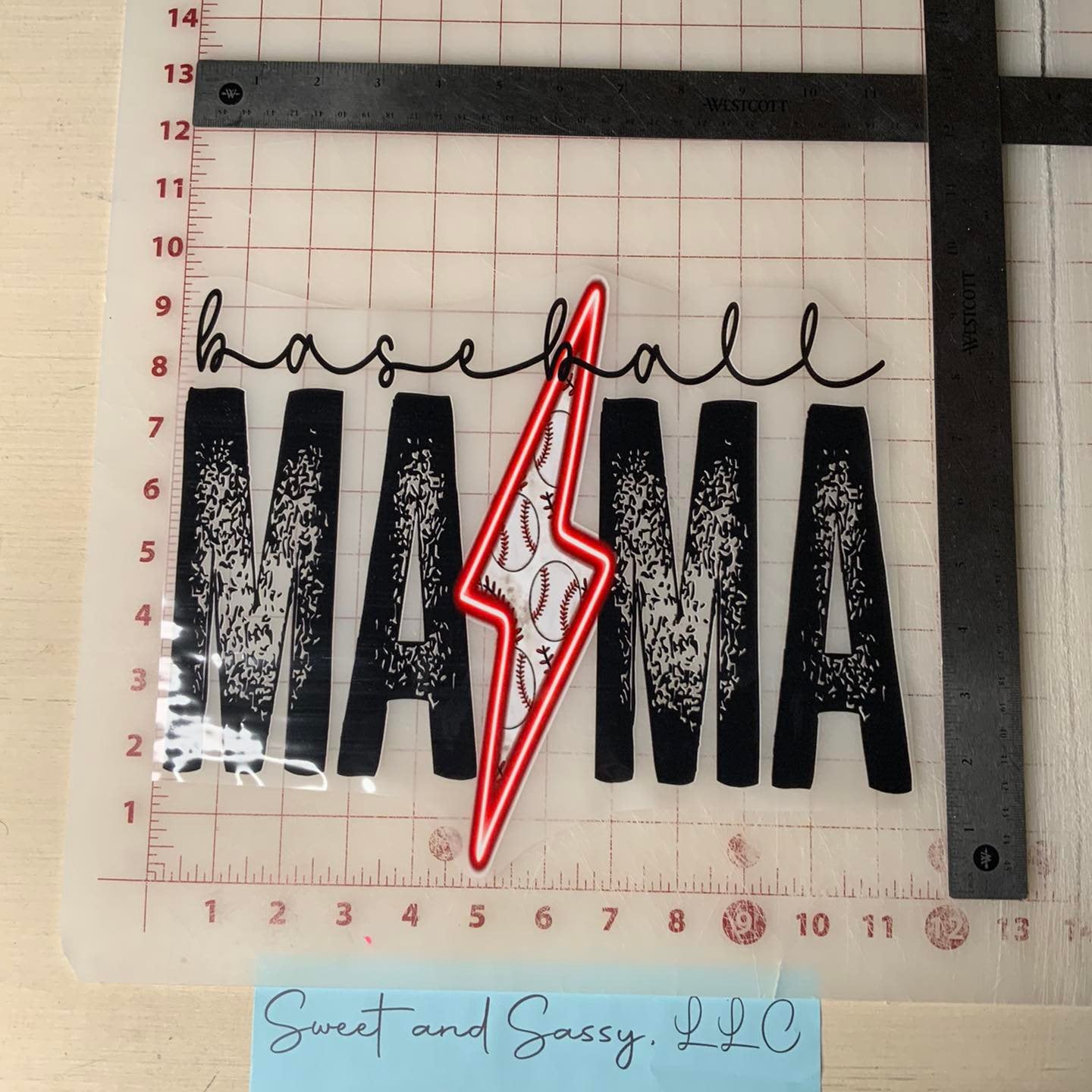 Baseball Mama Lightening Bolt Baseballs DTF Transfer Design