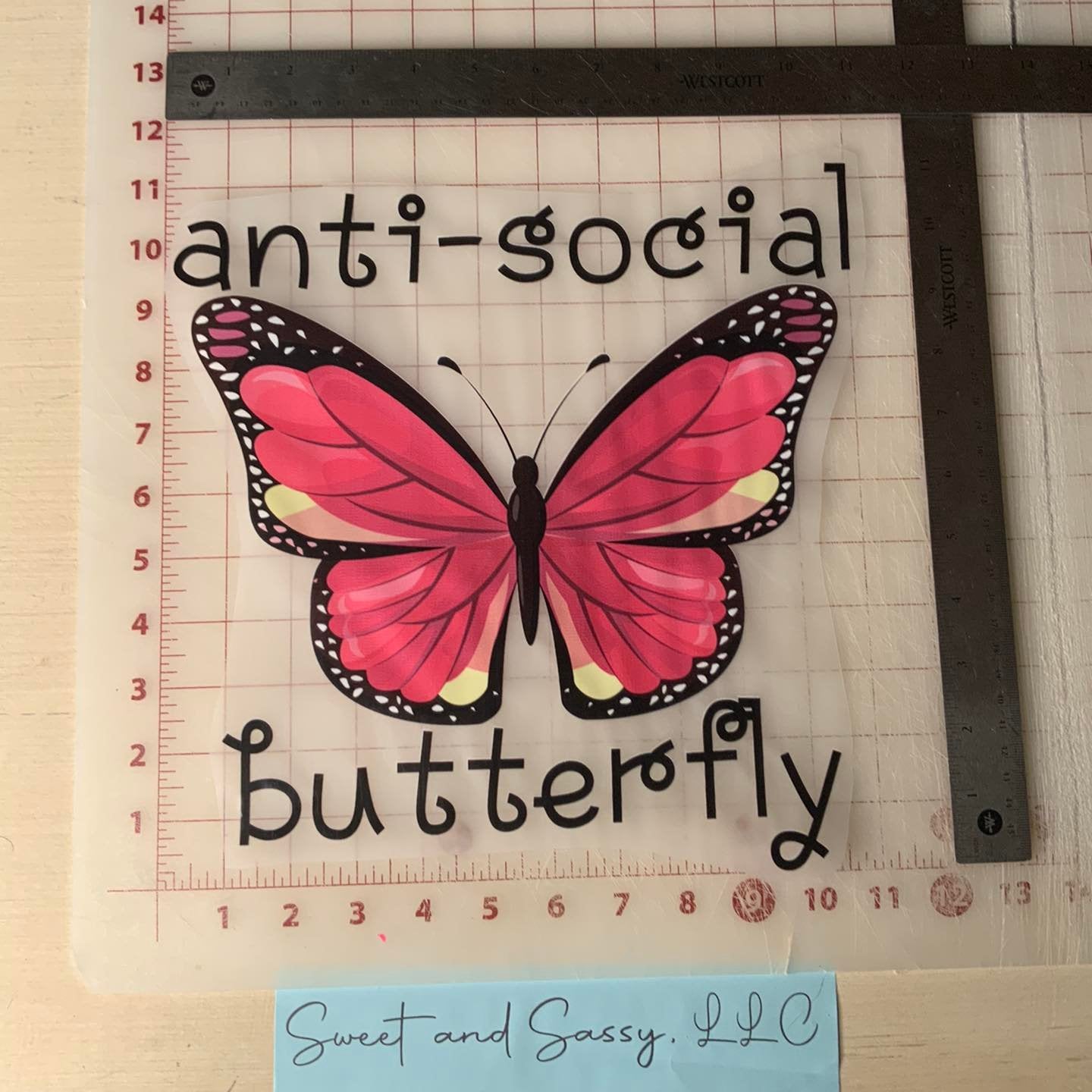 Anti-Social Butterfly Pink DTF Transfer Design