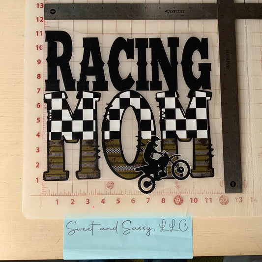 Racing MOM Checkered Motorcycle DTF Transfer Design