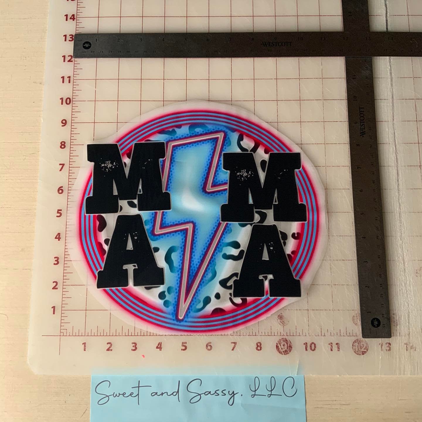 MAMA Neon Lightening Bolt DTF Transfer Design